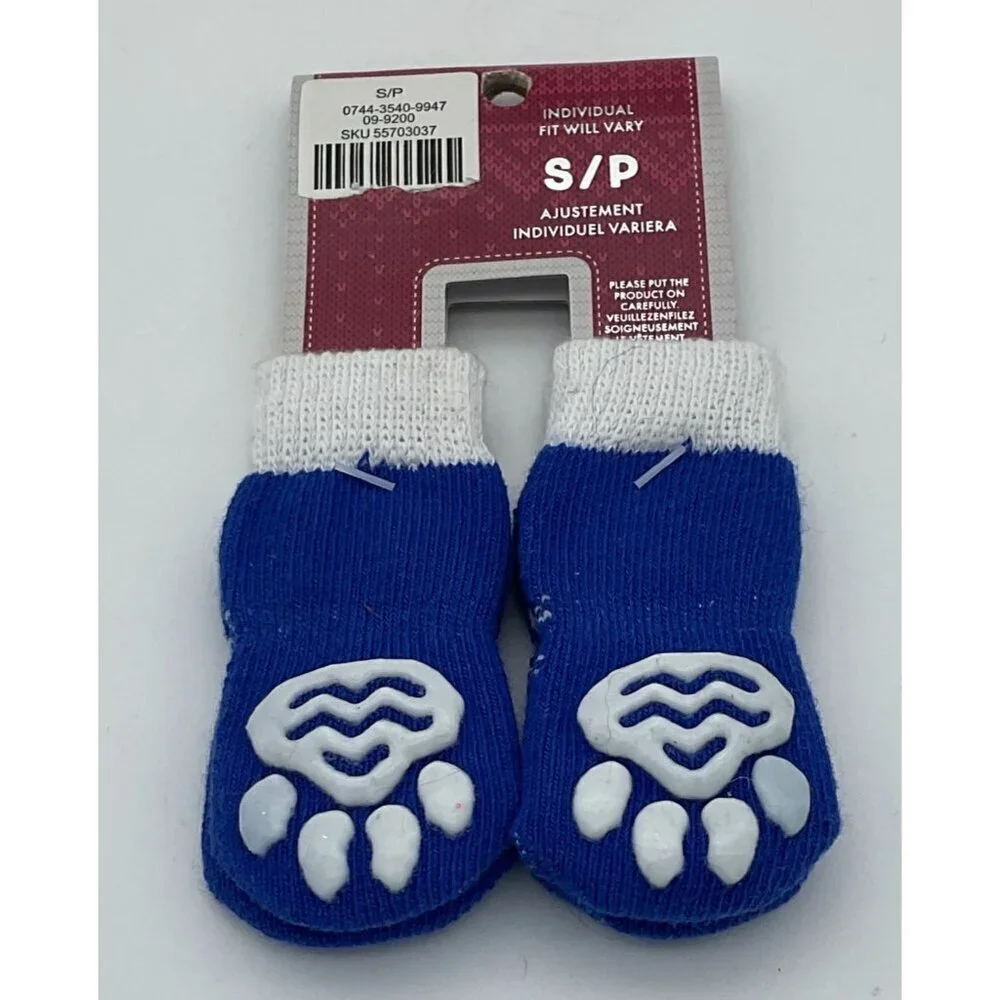 Pet Socks For Dogs With Snowflake Pattern & Anti-Slip Grip Paw Print Size S/P